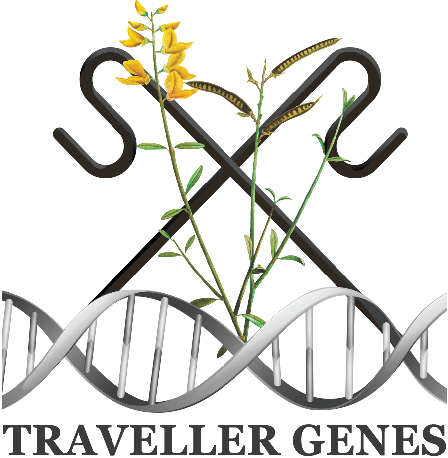 Traveller Genes Under a logo of DNA, with crops and handles emerging